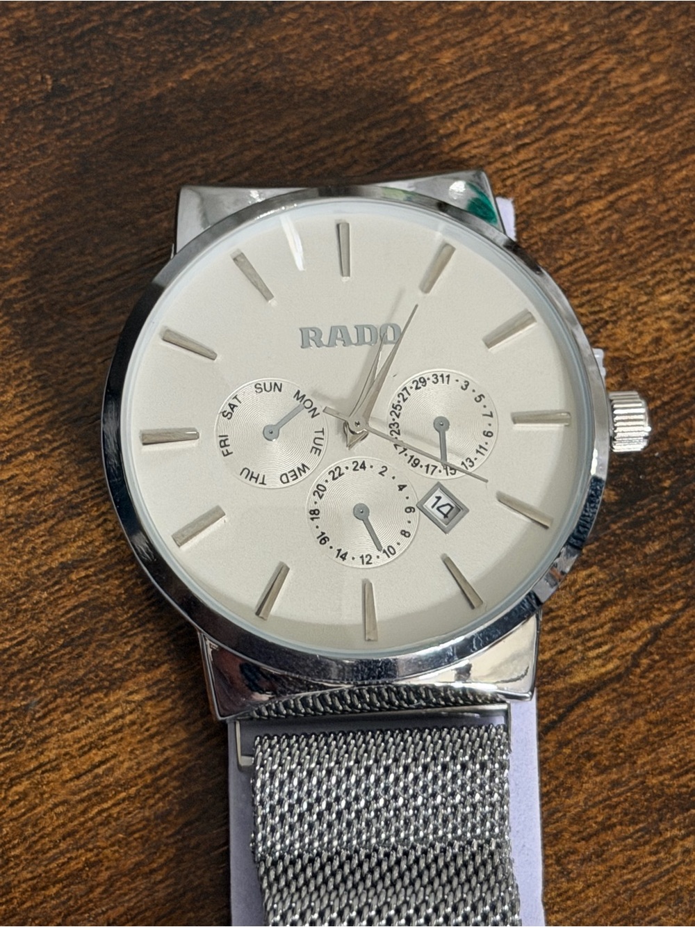 Rado Men’s Silver Mesh Bracelet Watch - Cream Dial